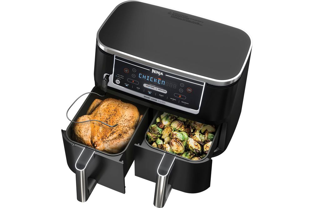 Ninja - Foodi 6-in-1 10-qt. XL 2-Basket Air Fryer with DualZone Technology & Smart Cook System - Bl