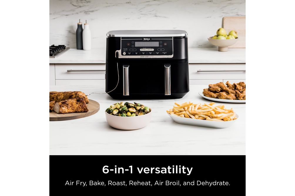 Ninja - Foodi 6-in-1 10-qt. XL 2-Basket Air Fryer with DualZone Technology & Smart Cook System - Bl