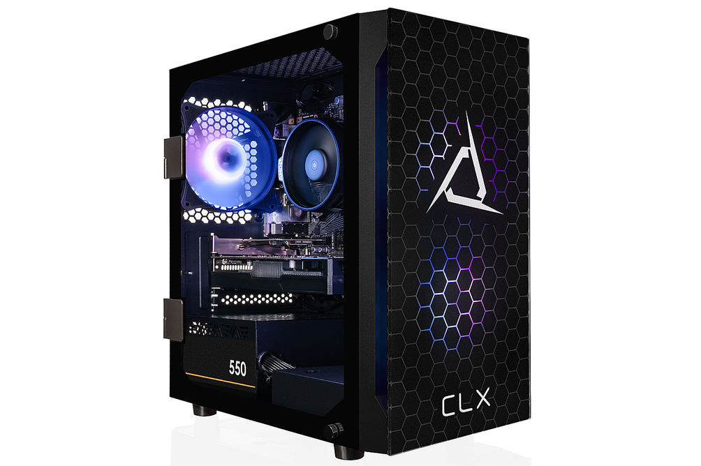 CLX - SET Gaming Desktop - AMD Ryzen 5 5500 - 8GB Memory - Radeon RX 6400 - 500GB M.2 NVMe SSD - Bl
