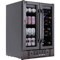 NewAir - 18 Bottle and 58 Can Built-in Dual Zone Wine and Beverage Cooler with French Doors and Adj