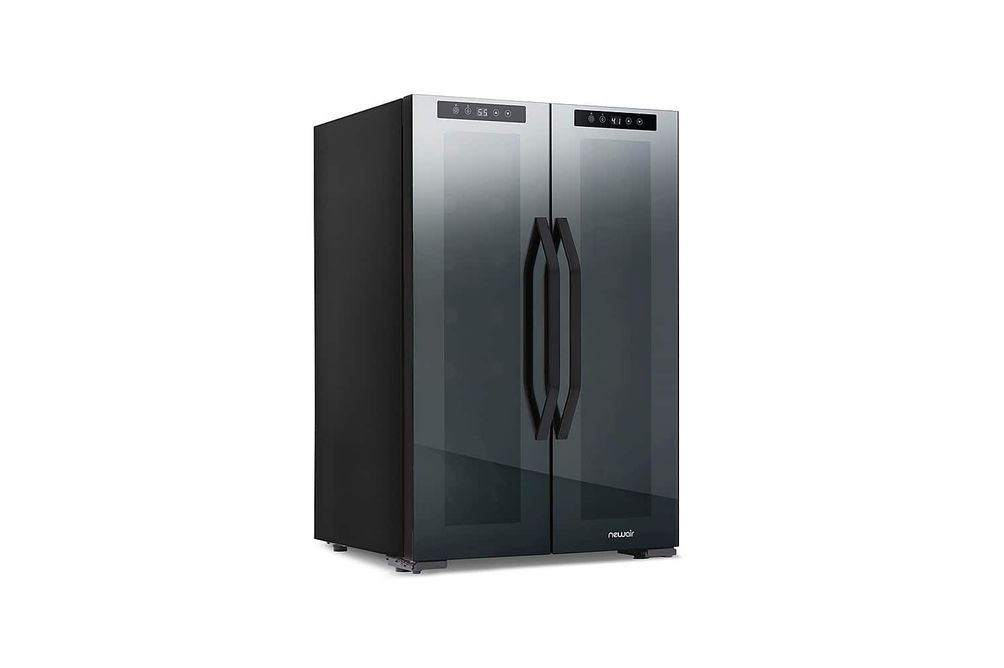 NewAir - 12-Bottle & 39-Can Dual Zone Wine Cooler with Mirrored Glass Door & Compressor Cooling, Di