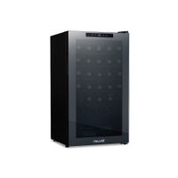 NewAir - 34-Bottle Wine Cooler with Mirrored Double-Layer Tempered Glass Door & Compressor Cooling,