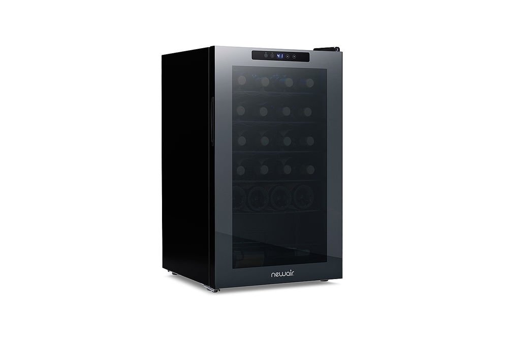 NewAir - 24-Bottle Wine Cooler with Mirrored Double-Layer Tempered Glass Door & Compressor Cooling,