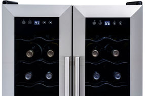 NewAir - 24-Bottle Dual Zone Wine Cooler with French Doors - Stainless Steel