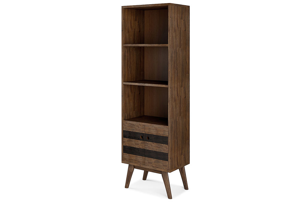 Simpli Home - Clarkson Bookcase with Storage - Rustic Natural Aged Brown