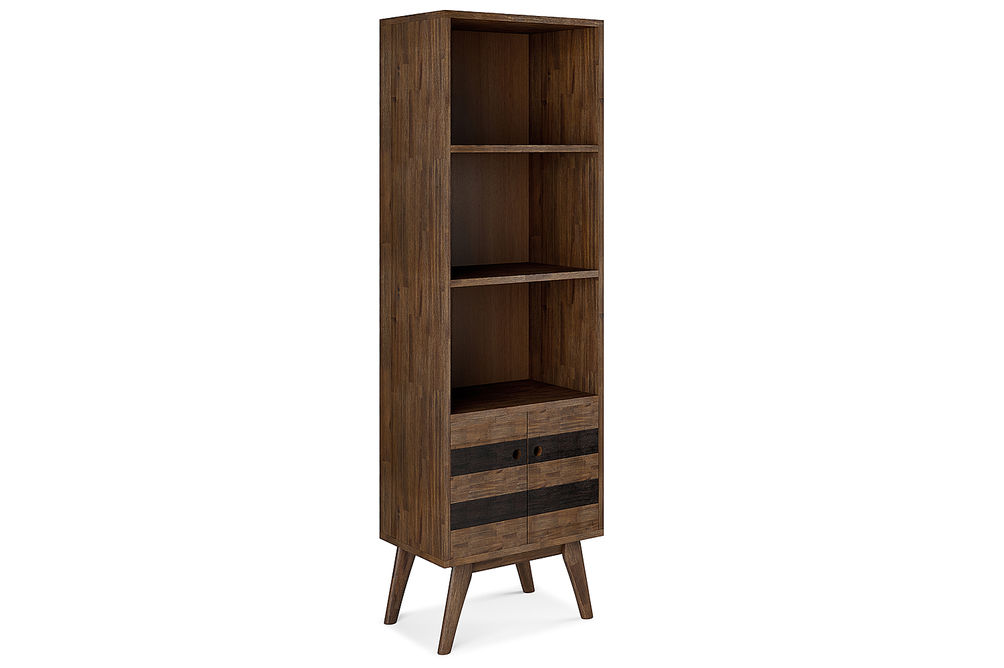 Simpli Home - Clarkson Bookcase with Storage - Rustic Natural Aged Brown