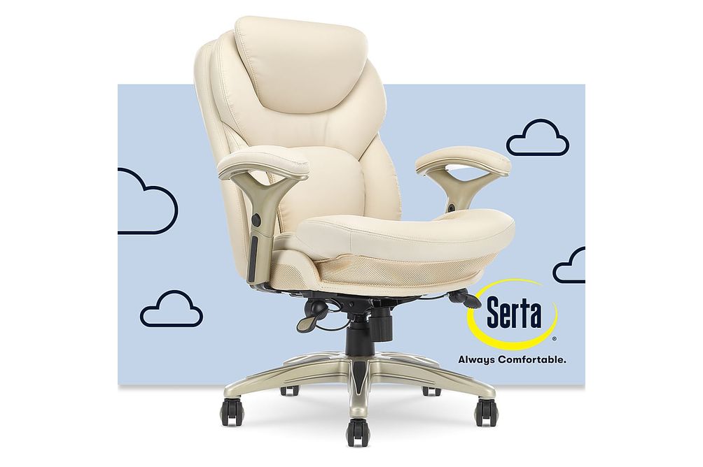 Serta - Upholstered Back in Motion Health & Wellness Manager Office Chair - Bonded Leather - Ivory