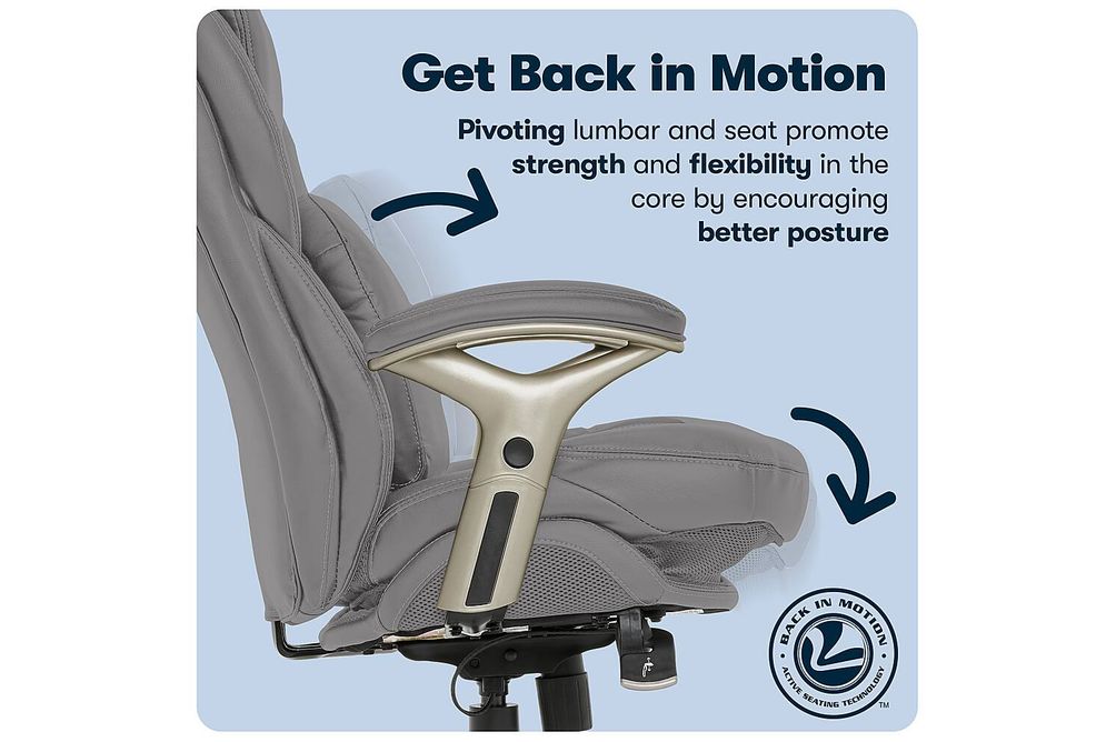 Serta - Upholstered Back in Motion Health & Wellness Manager Office Chair - Bonded Leather - Gray