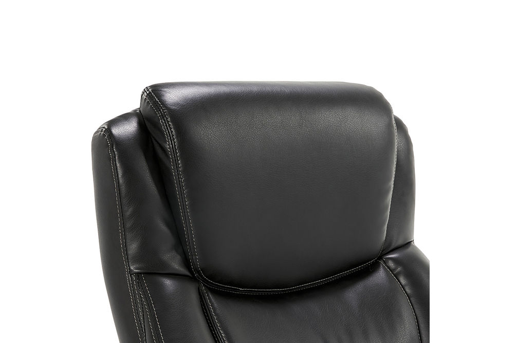La-Z-Boy - Delano Big & Tall Bonded Leather Executive Chair - Jet Black/Gray Wood