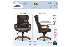 Serta - Conway Big and Tall Bonded Leather Bentwood Executive Chair - Biscuit