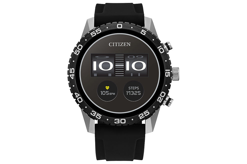 Citizen - CZ Smart 45mm Unisex Stainless Steel Sport Smartwatch with Silicone Strap - Silver