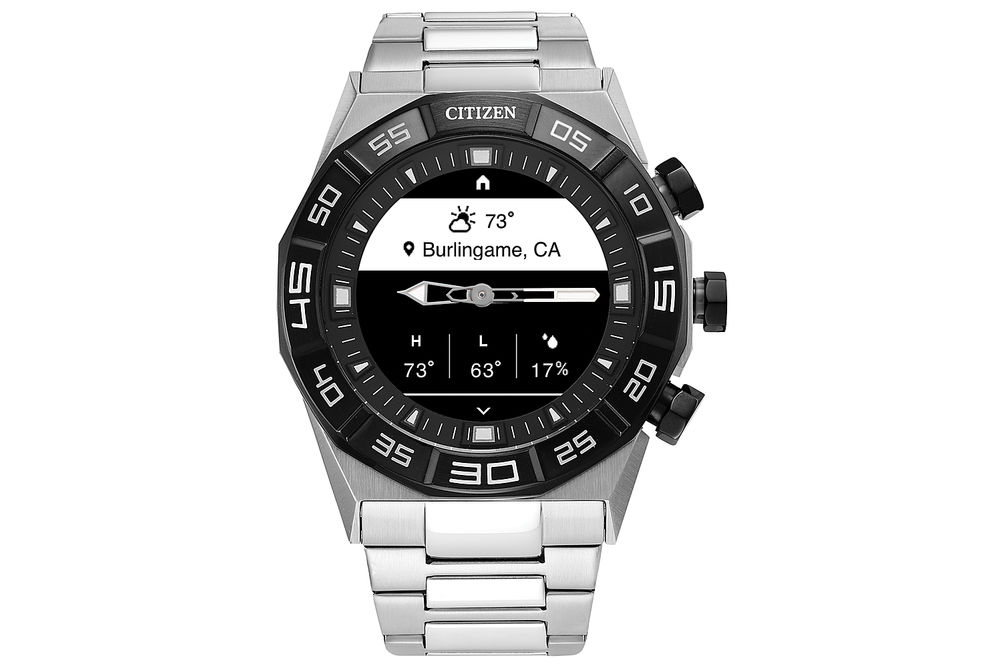 Citizen - CZ Smart 44mm Unisex Stainless Steel Hybrid Sport Smartwatch with Stainless Steel Bracele