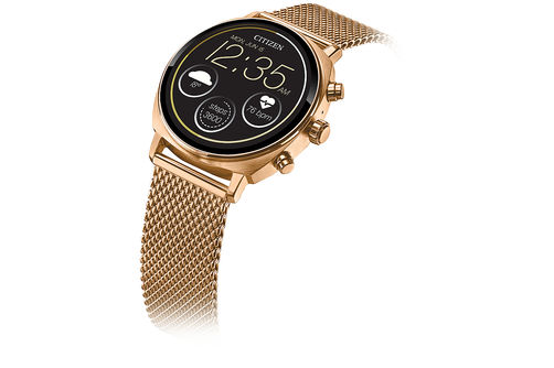 Citizen - CZ Smart 41mm Unisex Casual Smartwatch with IP Stainless Steel Mesh Bracelet - Rose Gold