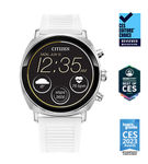 Citizen - CZ Smart 41mm Unisex Stainless Steel Casual Smartwatch with Silicone Strap - Silver