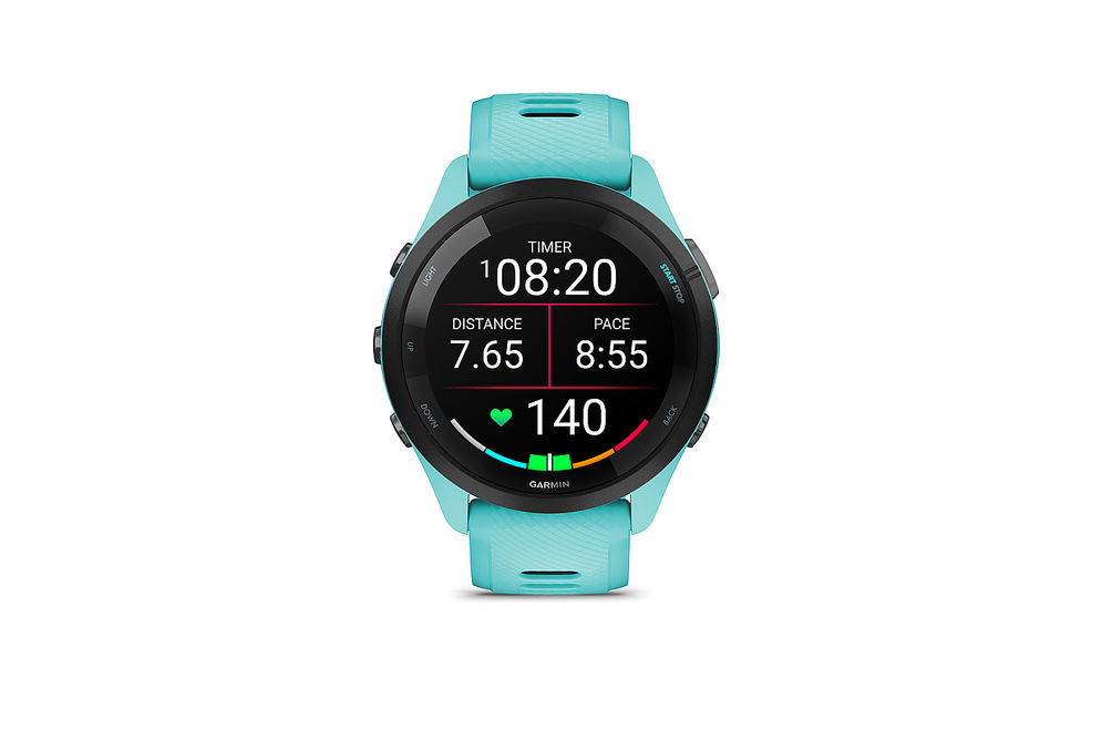 Garmin - Forerunner 265 GPS Smartwatch 46 mm Fiber-reinforced polymer - Black/Aqua