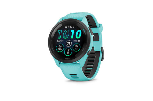 Garmin - Forerunner 265 GPS Smartwatch 46 mm Fiber-reinforced polymer - Black/Aqua