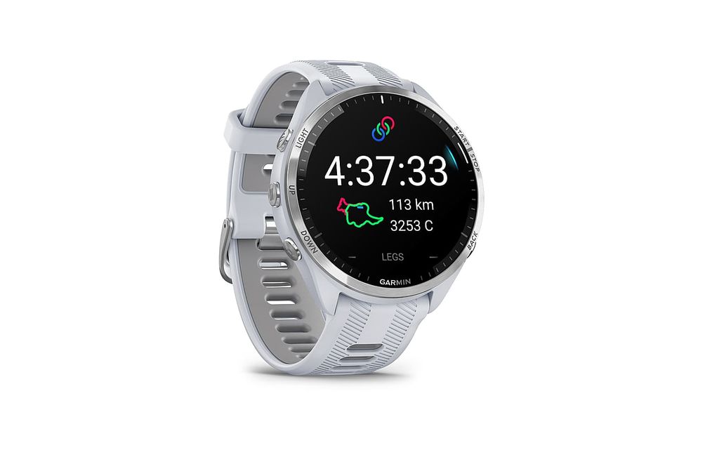 Garmin - Forerunner 965 GPS Smartwatch 47 mm Fiber-reinforced polymer - Titanium/Whitestone