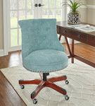 Linon Home Dcor - Scotmar Plush Button-Tufted Adjustable Office Chair With Wood Base - Aqua