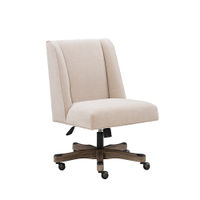 Linon Home Dcor - Donora Plush Fabric Adjustable Office Chair With Wood Base - Natural