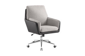 Linon Home Dcor - McGarry Faux Leather And Sherpa Fabric Swivel Office Chair - Black and Gray