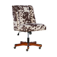 Linon Home Dcor - Donora Cow Print Microfiber Fabric Adjustable Office Chair With Wood Base - Brow