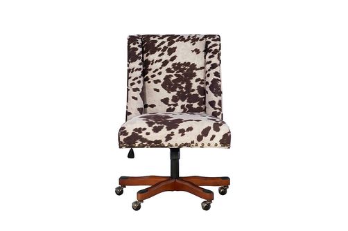 Linon Home Dcor - Donora Cow Print Microfiber Fabric Adjustable Office Chair With Wood Base - Brow