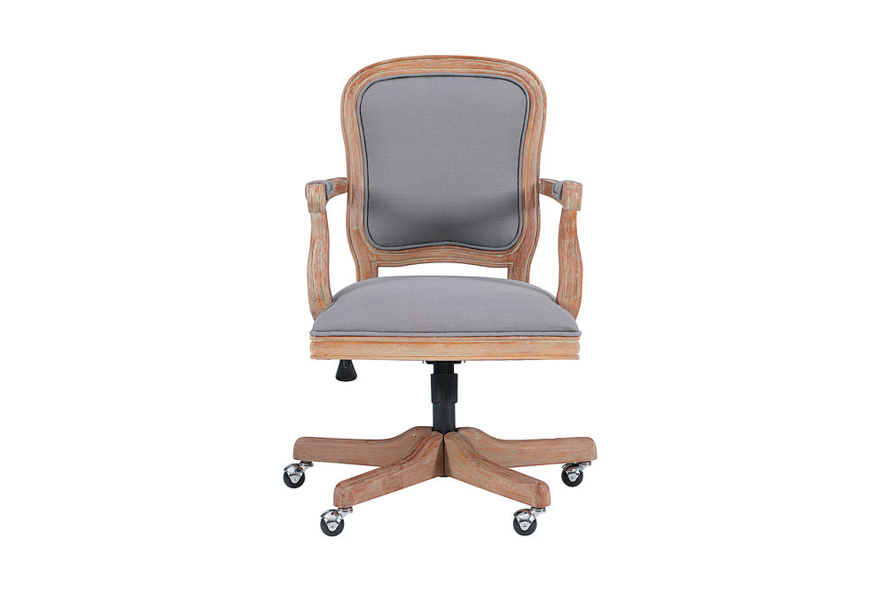 Linon Home Dcor - Markley Vintage Farmhouse Height-Adjustable Office Chair With Arms - Light Gray