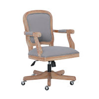 Linon Home Dcor - Markley Vintage Farmhouse Height-Adjustable Office Chair With Arms - Light Gray