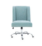 Linon Home Dcor - Donora Plush Fabric Adjustable Office Chair With Chrome Base - Aqua