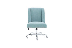 Linon Home Dcor - Donora Plush Fabric Adjustable Office Chair With Chrome Base - Aqua