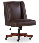 Linon Home Dcor - Donora Faux Leather Adjustable Office Chair With Wood Base - Brown