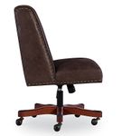 Linon Home Dcor - Donora Faux Leather Adjustable Office Chair With Wood Base - Brown