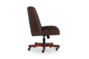 Linon Home Dcor - Donora Faux Leather Adjustable Office Chair With Wood Base - Brown