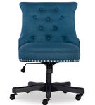 Linon Home Dcor - Scotmar Plush Button-Tufted Adjustable Office Chair With Wood Base - Azure Blue