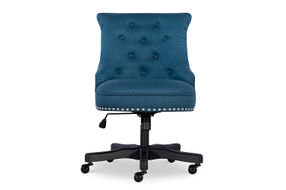 Linon Home Dcor - Scotmar Plush Button-Tufted Adjustable Office Chair With Wood Base - Azure Blue