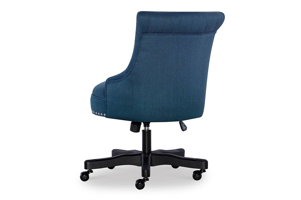 Linon Home Dcor - Scotmar Plush Button-Tufted Adjustable Office Chair With Wood Base - Azure Blue