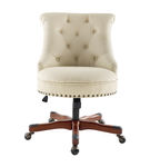 Linon Home Dcor - Scotmar Plush Button-Tufted Adjustable Office Chair With Wood Base - Beige