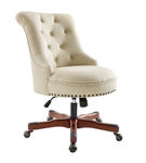 Linon Home Dcor - Scotmar Plush Button-Tufted Adjustable Office Chair With Wood Base - Beige