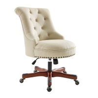 Linon Home Dcor - Scotmar Plush Button-Tufted Adjustable Office Chair With Wood Base - Beige