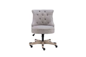 Linon Home Dcor - Scotmar Plush Button-Tufted Adjustable Office Chair With Wood Base - Light Gray