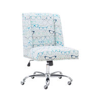 Linon Home Dcor - Donora Glasses Print Fabric Adjustable Office Chair With Chrome Base - Blue