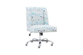 Linon Home Dcor - Donora Glasses Print Fabric Adjustable Office Chair With Chrome Base - Blue