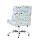 Linon Home Dcor - Donora Glasses Print Fabric Adjustable Office Chair With Chrome Base - Blue