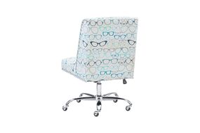 Linon Home Dcor - Donora Glasses Print Fabric Adjustable Office Chair With Chrome Base - Blue