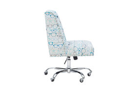 Linon Home Dcor - Donora Glasses Print Fabric Adjustable Office Chair With Chrome Base - Blue