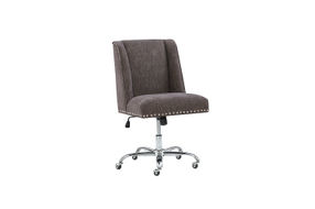 Linon Home Dcor - Donora Plush Fabric Adjustable Office Chair With Chrome Base - Charcoal