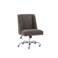 Linon Home Dcor - Donora Plush Fabric Adjustable Office Chair With Chrome Base - Charcoal