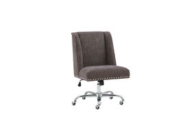 Linon Home Dcor - Donora Plush Fabric Adjustable Office Chair With Chrome Base - Charcoal