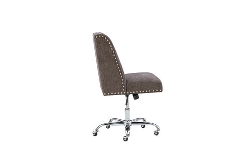 Linon Home Dcor - Donora Plush Fabric Adjustable Office Chair With Chrome Base - Charcoal
