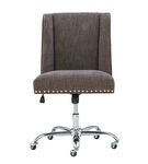 Linon Home Dcor - Donora Plush Fabric Adjustable Office Chair With Chrome Base - Charcoal